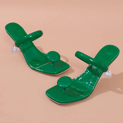 Elegant women's narrow band high heel sandals with a buckle strap, crafted in premium PU for summer parties.