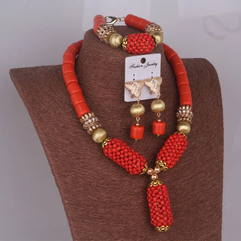 Dudo Orange Balls Coral Beads Bracelet, a stunning addition to the bridal jewelry set, featuring high-quality materials and an elegant finish.