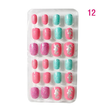 Stylish acrylic press-on nails with charming candy flower patterns, a premium choice for young fashionistas.