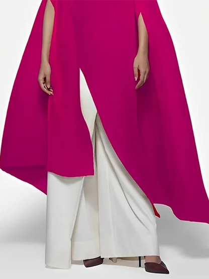 Elegant women's diagonal collar one-shoulder X-long T-shirt in luxurious solid colour, featuring a flattering batwing sleeve design and perfect for summer occasions.