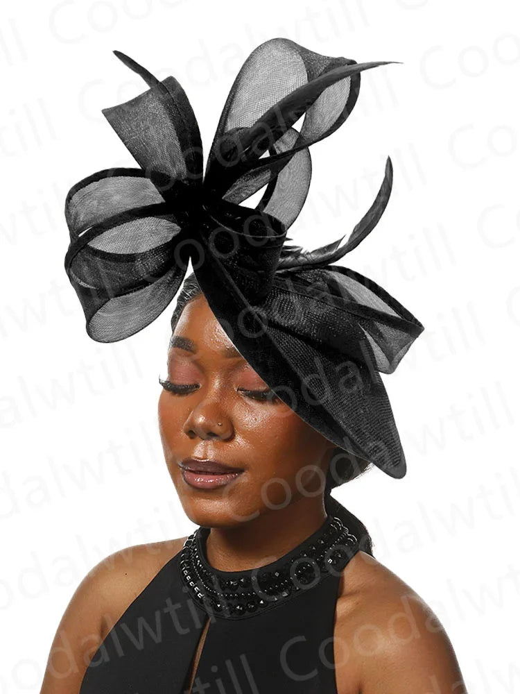 Luxury grey fascinator headpiece showcasing a sophisticated design, ideal for church and formal occasions.