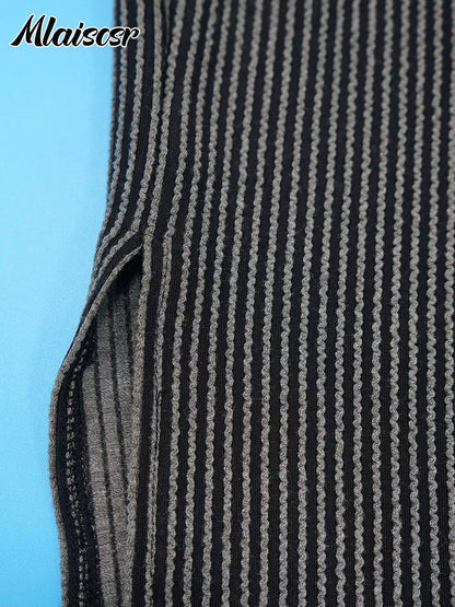 Trendy Mlaiscsr striped bodycon dress, designed for a sexy and stylish look at upscale parties, crafted from luxurious materials.