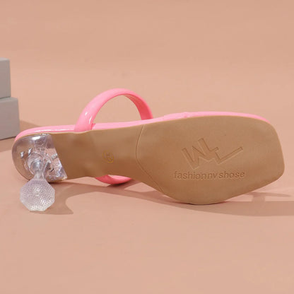 Elevate your summer wardrobe with these exquisite ankle buckle strap sandals, showcasing a graceful high heel.