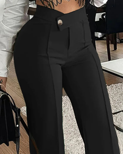Stylish solid polyester pants designed for women who appreciate luxury and comfort, ideal for any season.