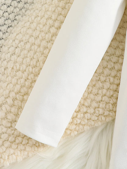 Stunning two-piece girls' dress ensemble with a refined crew neck top and an elegant plaid skirt, designed for chic occasions, catering to children aged 4-6.