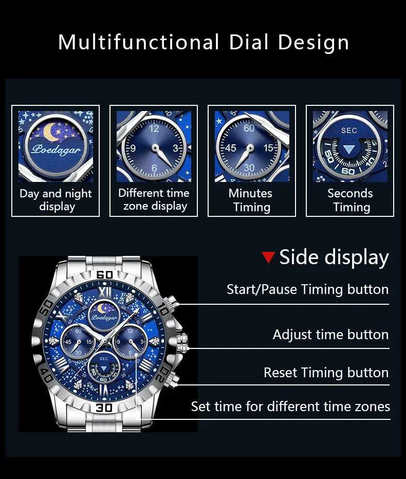 Sophisticated quartz wristwatch for men with a modern design, demonstrating high-quality craftsmanship and elegant style.