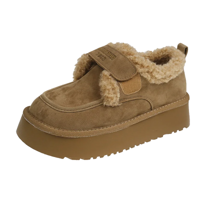 Luxurious plush winter women's ankle snow boots in black, featuring a non-slip rubber outsole, mid-calf height, and elegant round toe design, available in sizes 36 to 40, perfect for stylish winterwear.