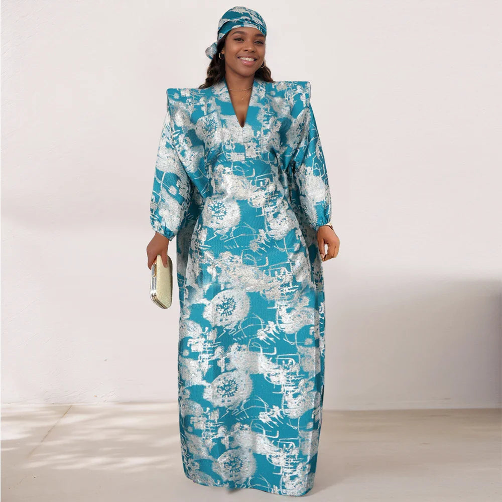 Luxurious women's traditional African dress made from high-quality cotton and polyester; featuring elegant Ankara and Dashiki styles suitable for formal occasions, available in sizes S to XXL.