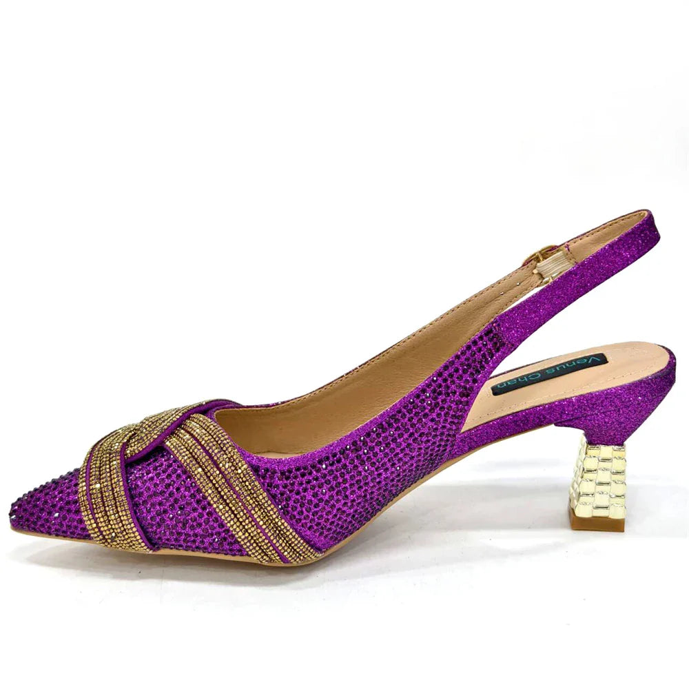 Chic handbag included in the Venus Chan Elegant Champagne Rhinestone Party Shoe set, featuring a stylish metal handle and elegant design perfect for formal events.