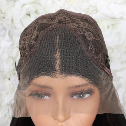 Stylish model wearing a sophisticated bob black blunt cut wig, demonstrating its versatility and chic elegance for various occasions.