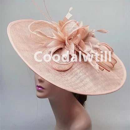 Elegant Royal Ascot big fascinator hat for women, perfect for weddings and parties, featuring luxurious feather details.