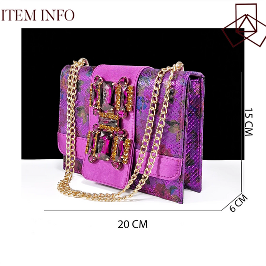 Stylish women's slip-on heels in purple, featuring exquisite rhinestone details, ideal for wedding occasions.