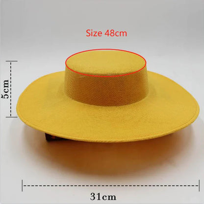 Vibrant selection of sinamay hats in various colours, perfect for seasonal parties and formal events.