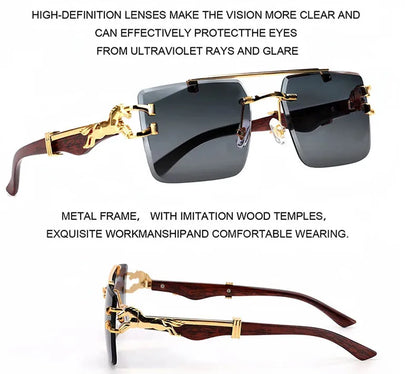 Chic square-shaped rimless sunglasses designed for adults, offering superior UV400 protection with a mirrored finish.