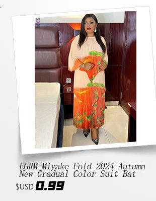 EGRM Luxury Plus Size Autumn Skirt Set featuring a stylish Batwing Sleeve Top paired with a chic Pleated Print Skirt, perfect for sophisticated women.