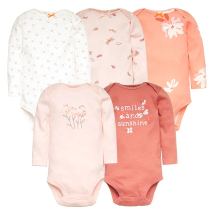 Adorable and fashionable baby bodysuit set with playful cartoon designs, tailored for fashionable infants.