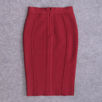 Stylish women’s ensemble featuring HQBORY High Waist Nude Bandage Pencil Skirt, paired with chic accessories for a complete luxurious office look.