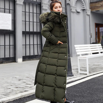 Elegant slim fit women's parka jacket made from premium materials, featuring padded insulation for warmth and comfort.