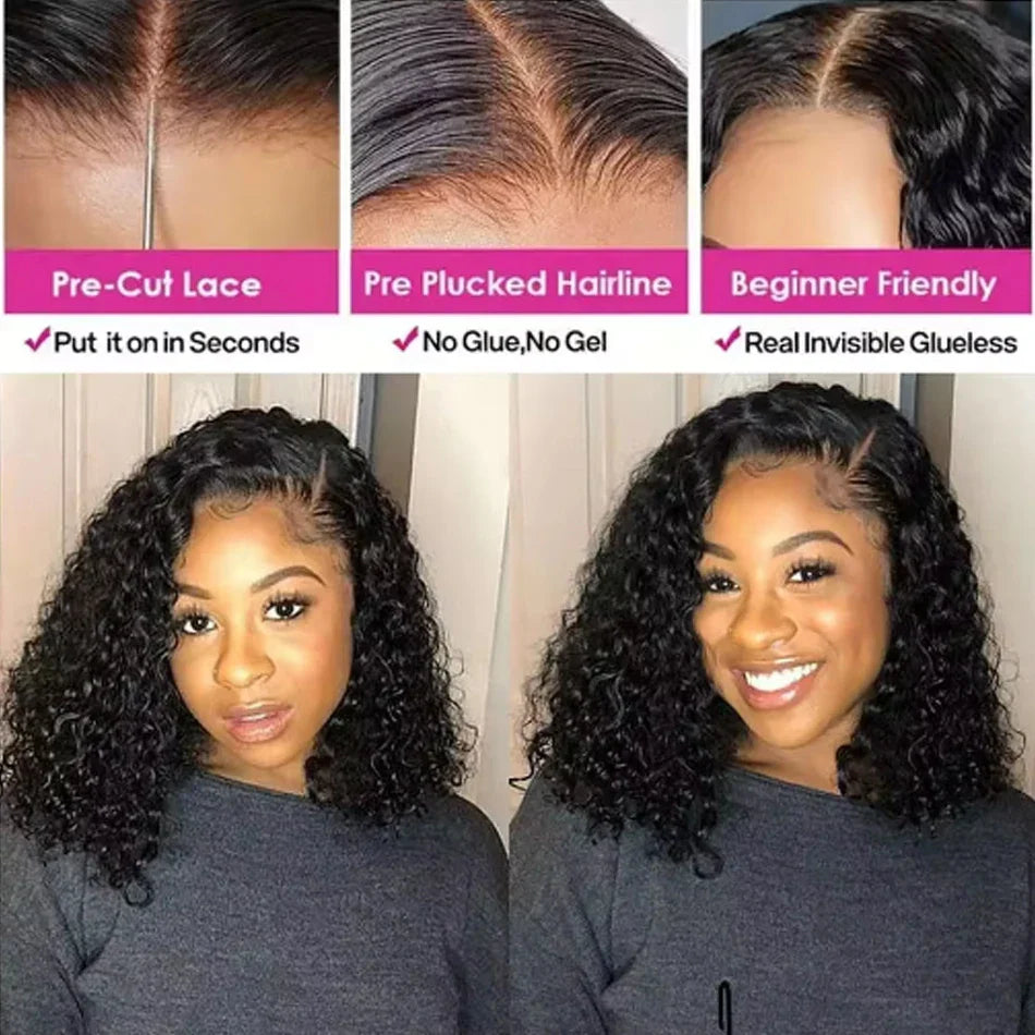 Elegant 180 density Deep Curly Mongolian Kinky Curly Wig, meticulously crafted with Remy Brazilian hair, offering a beautiful texture and versatile styling options.