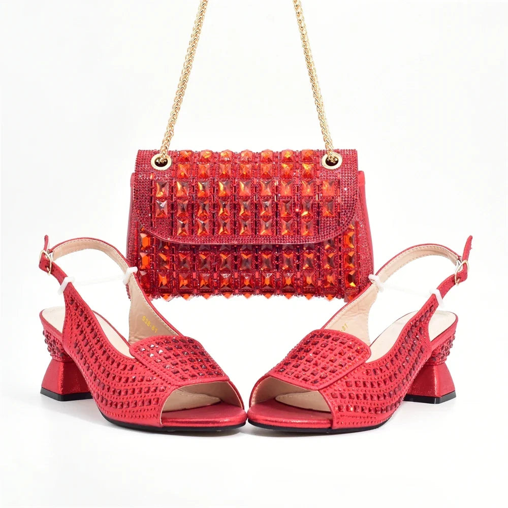 Close-up of exquisite rhinestone detailing on elegant women's Italian shoes, showcasing luxury craftsmanship and style.