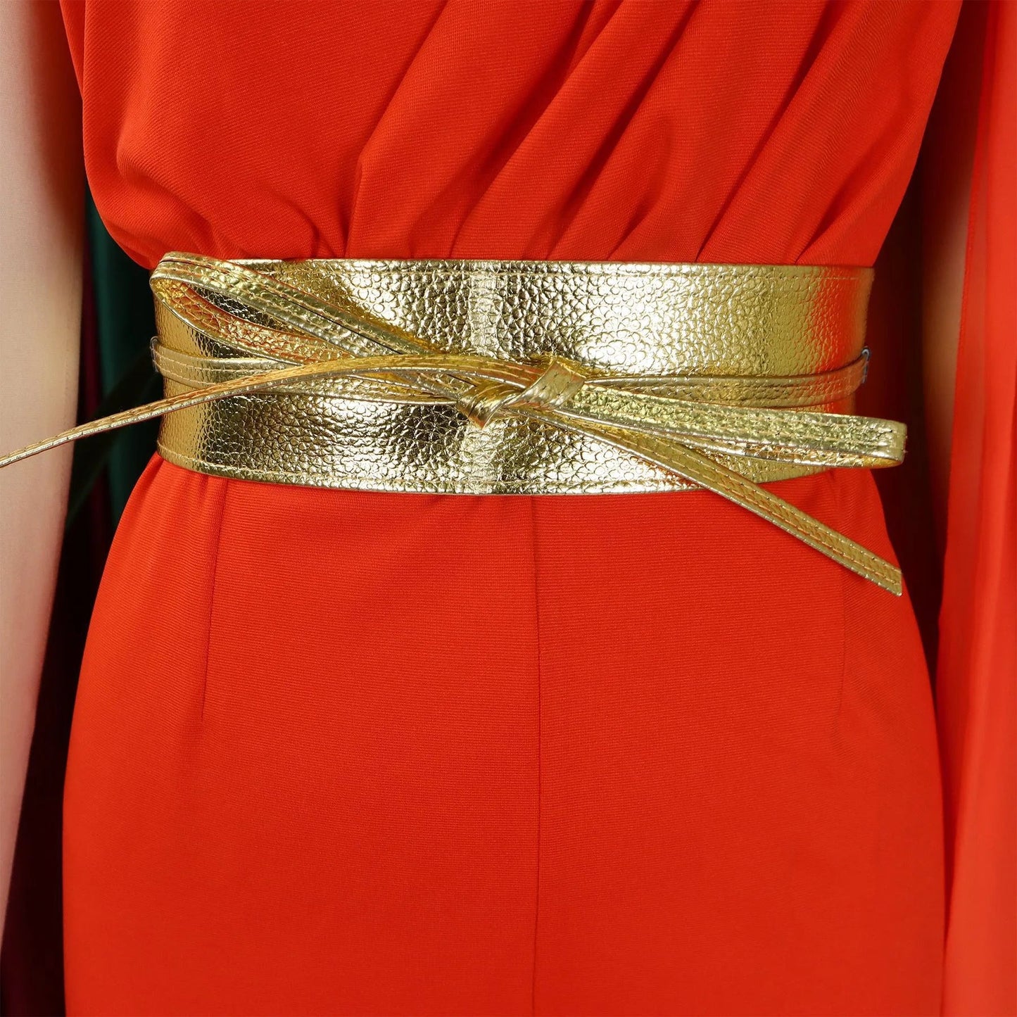 Sophisticated women's jumpsuit with a trendy one shoulder design and flowing sleeves, crafted from soft polyester for a luxurious feel.