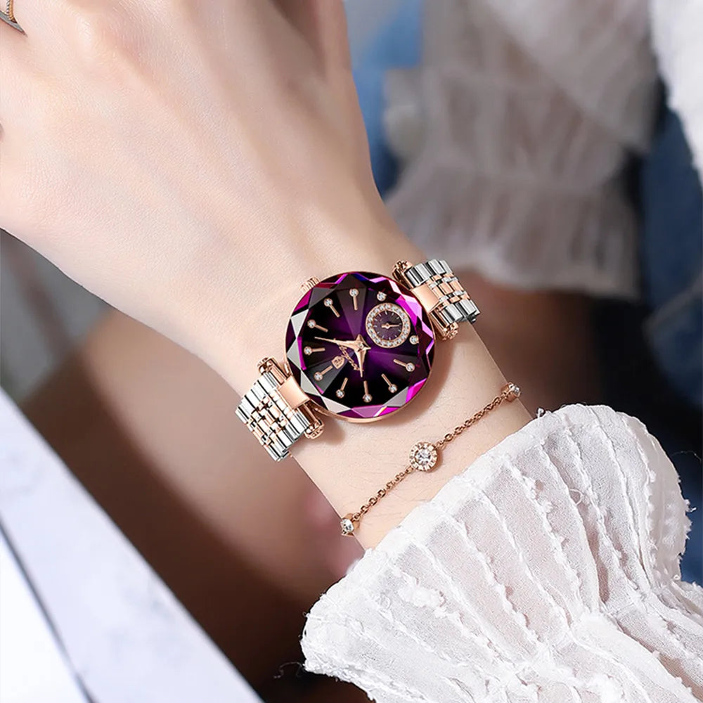 Sophisticated women's wristwatch with a push button hidden clasp, combining elegance and practicality for modern women.