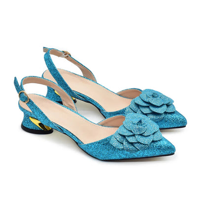 Elegant ladies' rhinestone shoe and bag set featuring stunning Italian party pumps with a matching bag, perfect for special occasions.