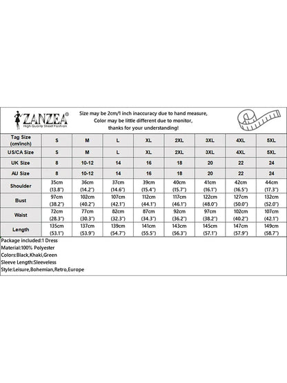 Elegant ZANZEA polka dot maxi dress for women, sleeveless design perfect for office or holiday occasions.