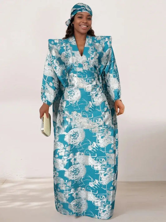 Elegant African Dashiki dress for women, showcasing vibrant patterns and premium cotton fabric, perfect for traditional wear.