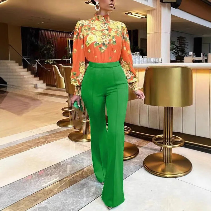 Stylish high waist flare trousers for women, a must-have for any luxurious office wardrobe.