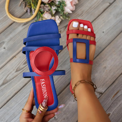 Fashionable women's luxury flat slippers in a solid design, perfect for summer, offering a flattering silhouette and slip-on convenience.