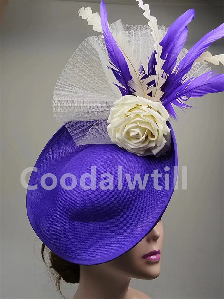 Chic solid colour headpiece featuring delicate floral embellishments, designed for sophisticated occasions and stylish outfits.