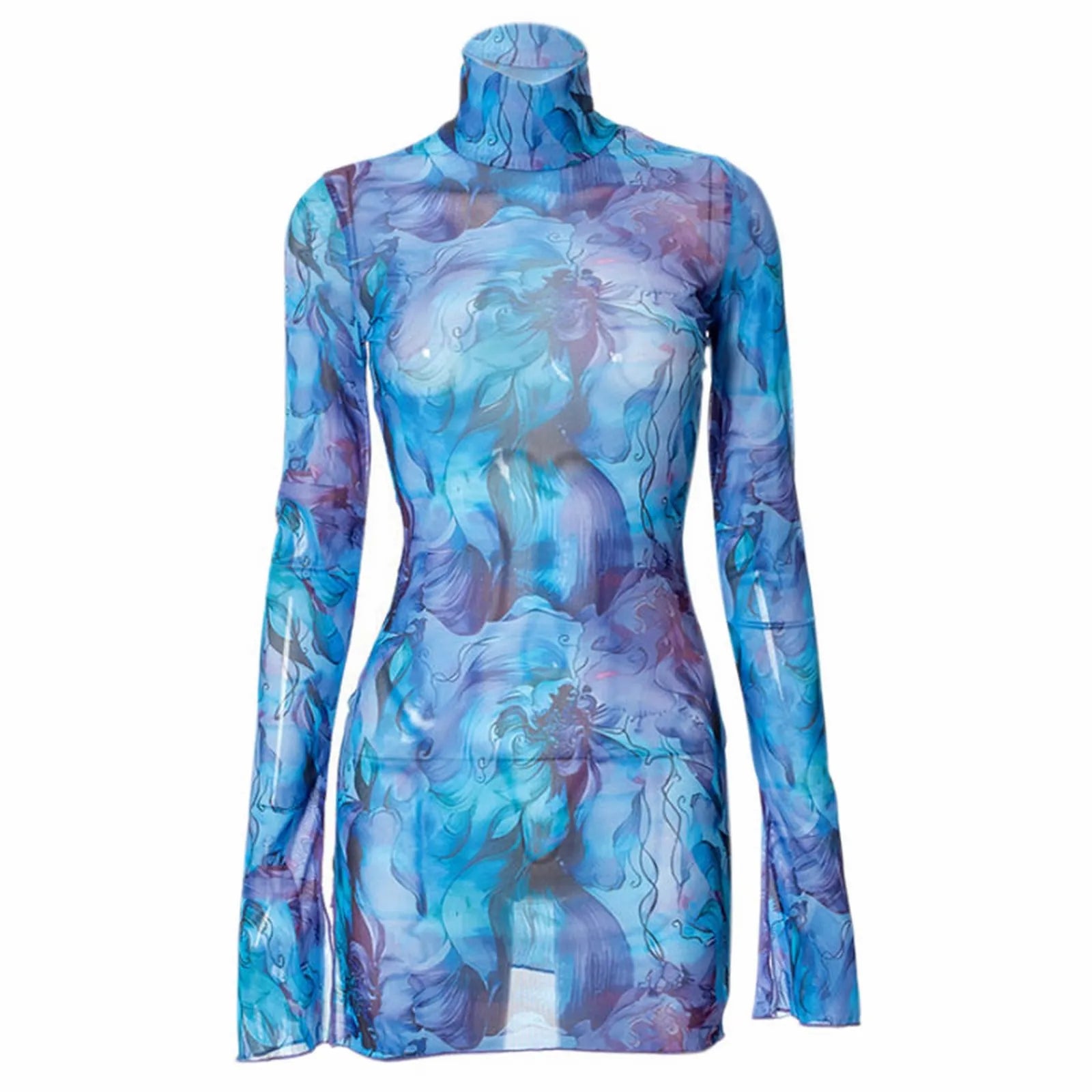 Graceful plus-size women's A-line dress with bell sleeves, showcasing a flattering silhouette for both comfort and elegance.