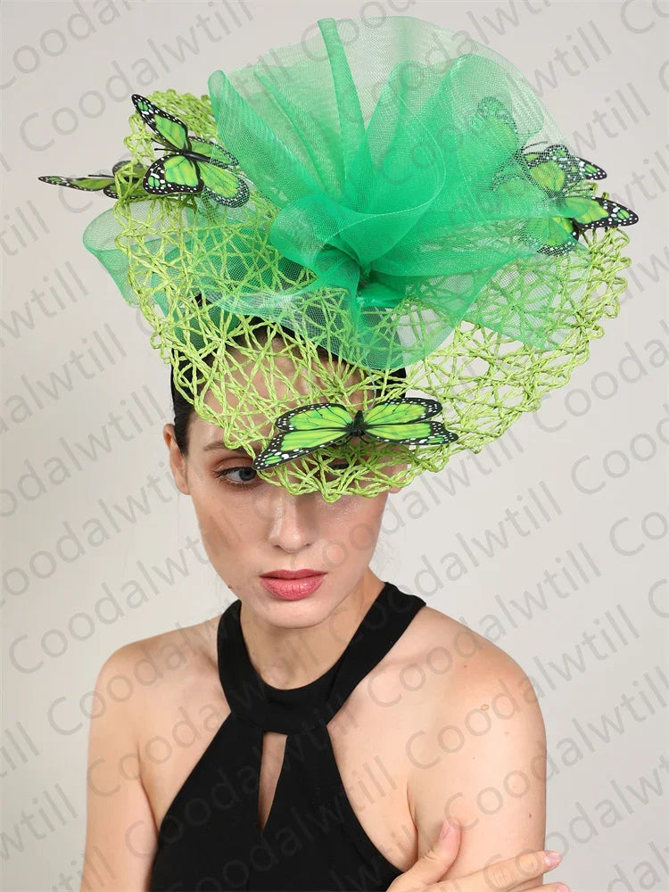 Elegant Women's Butterfly Fascinator Headpiece featuring a stunning floral design, ideal for weddings and special events.