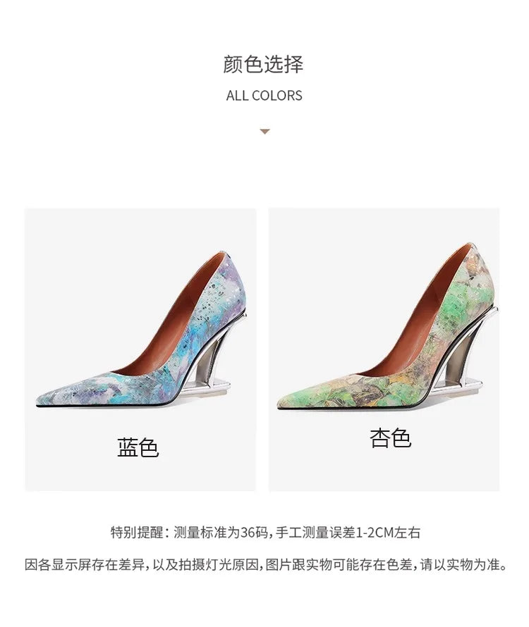 Luxury ZHUISHU floral slip-on pumps for women, showcasing a pointed toe design and a unique high heel perfect for elegant spring and autumn occasions.