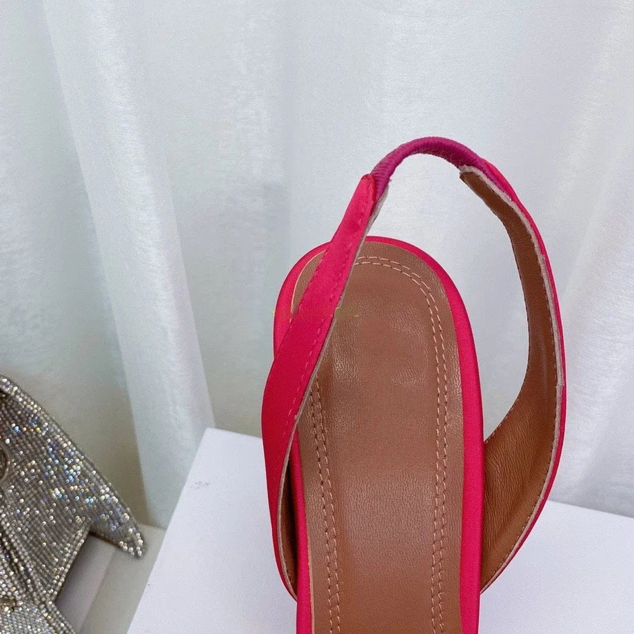 Luxury women's rhinestone bow stiletto heels sandals showcasing their elegant pointed toe design and high 8cm thin heels for exquisite summer style.