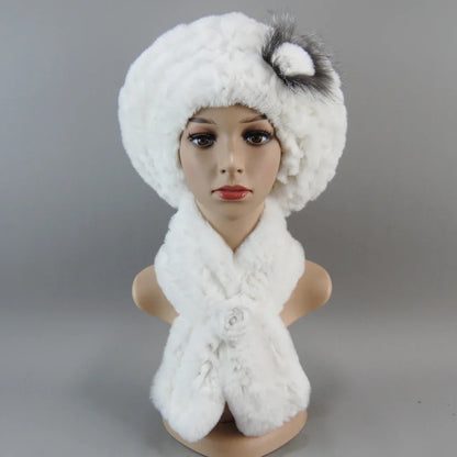 Luxurious women's winter faux fur hat in elegant knit design, featuring rich texture and comfort, ideal for cold weather elegance.