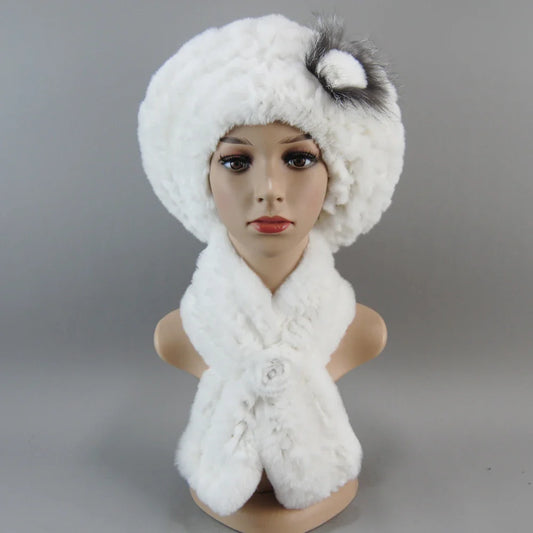Luxurious women's winter faux fur hat in elegant knit design, featuring rich texture and comfort, ideal for cold weather elegance.
