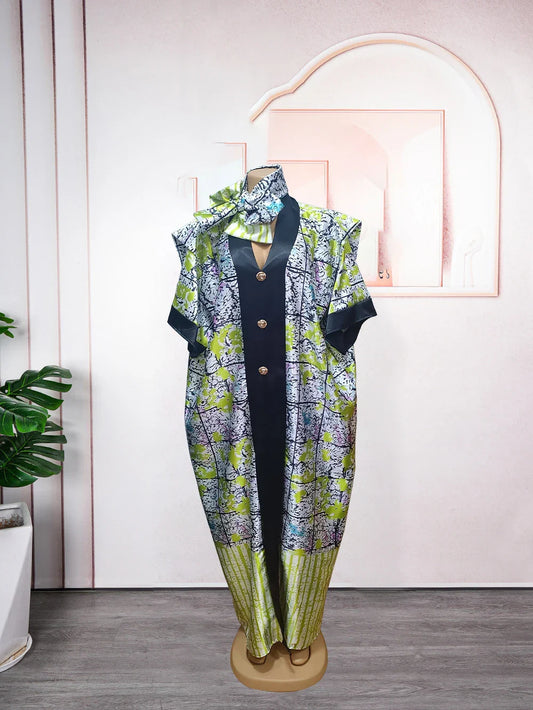 Elegant plus size luxury African Dashiki dress for women, showcasing intricate patterns and vibrant colours, perfect for evening parties.