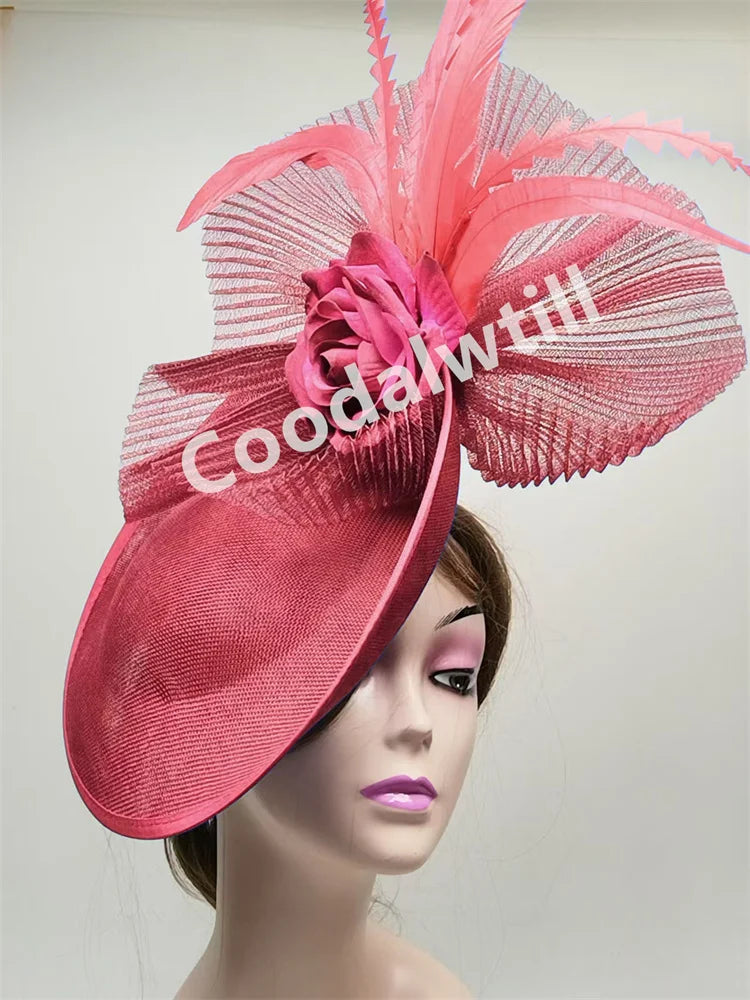 Luxury women's flower fascinator pillbox cap in elegant design, perfect for weddings and Kentucky Derby events.