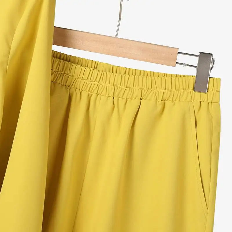 Versatile and luxurious women's 2PCS set in solid colours, featuring a long sleeve shirt and wide leg pants, ideal for parties, holidays, and elegant streetwear.