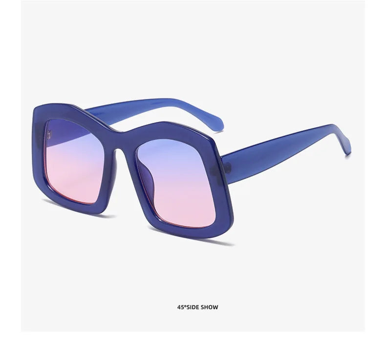 Luxury women's oversized square sunglasses in gradient orange with UV400 protection, featuring a chic polycarbonate frame.