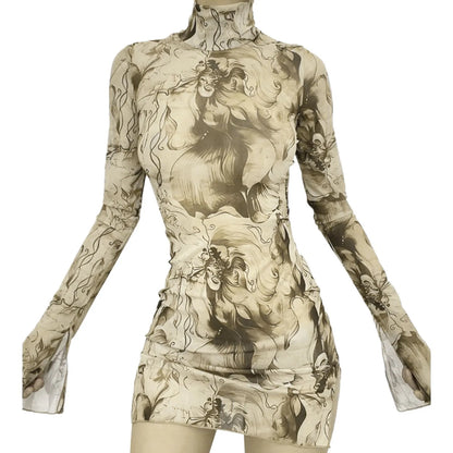 Elegant plus size A-line dress with beautiful bell sleeves and round neckline, knee-length style ideal for casual summer wear, made from breathable polyester.