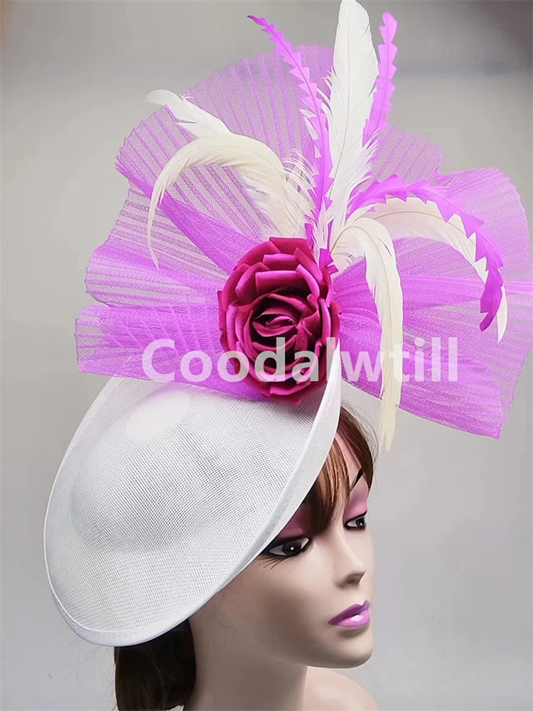 Luxury Women's Flower Fascinator Pillbox Cap for sophisticated weddings and the Kentucky Derby, featuring an elegant design perfect for formal occasions.