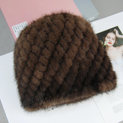 Fashion-forward winter cap for women, combining comfort and luxury with its fluffy mink fur design.