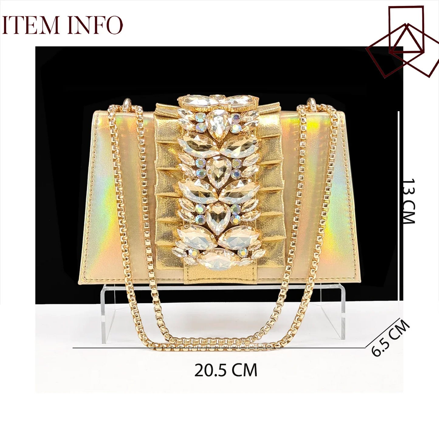 Fashionable matching gold bag set designed to complement elegant women's heels, ideal for upscale events and enhanced style.