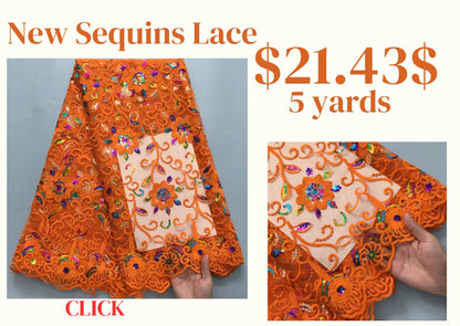 Luxurious African Milk Silk Mesh Lace Fabric with Sequins, perfect for elegant Nigerian wedding dresses, featuring a delicate embroidered tulle design, width 51-52 inches.