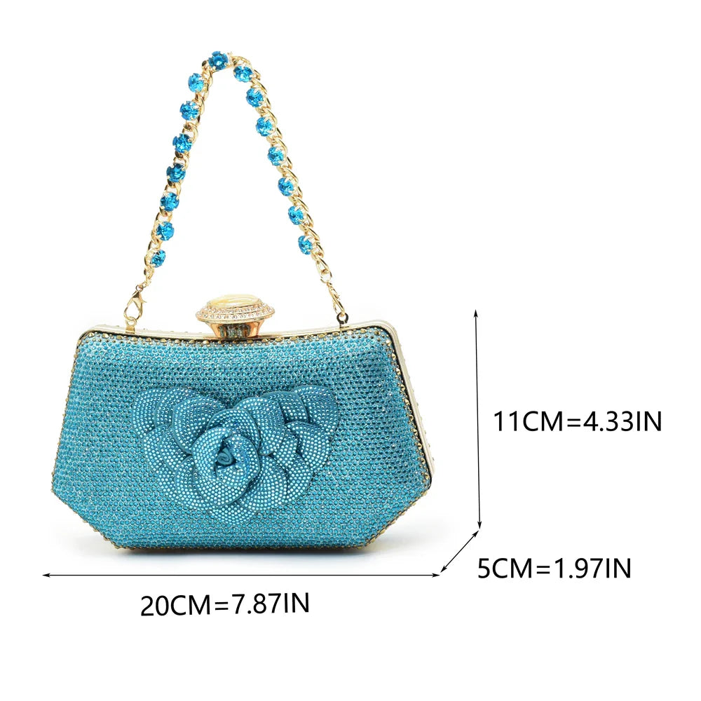 Classy brown women's shoe and bag duo with a high heel design and elegant crystal embellishments, ideal for classy summer soirées.