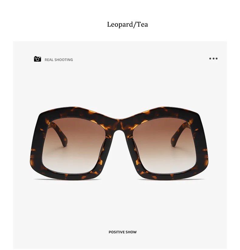Chic oversized square sunglasses for women in an orange gradient, combining luxury style with polycarbonate frame durability.