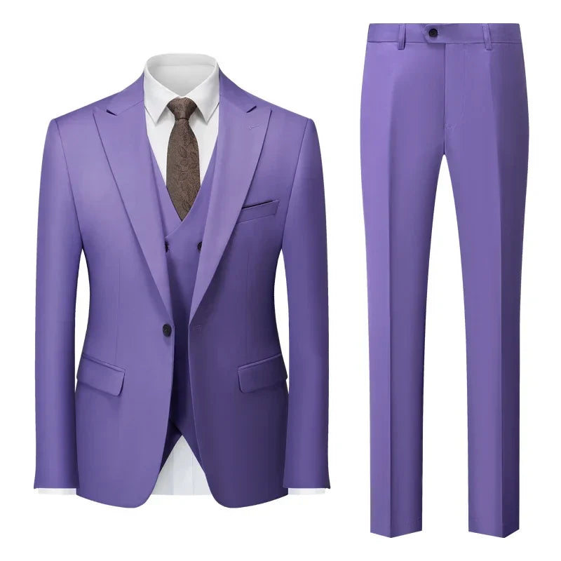 Versatile smart casual attire featuring a luxurious blazer, perfect for an upscale wedding or business meeting.